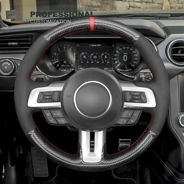 diy custom soft black suede carbon fiber steering wheel cover for ford mustang
diy custom soft black suede carbon fiber steering wheel cover for ford mustang