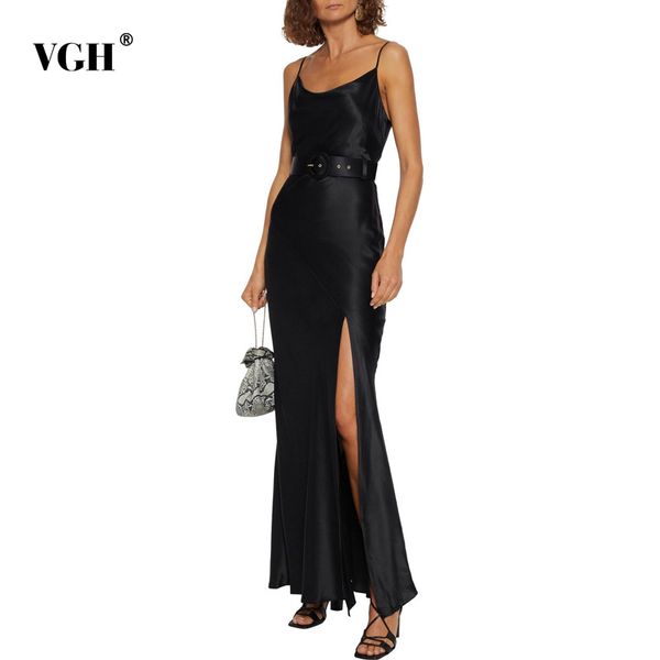 solid elegant sling dress for women v neck sleeveless high waist sashes slim ankle length casual dresses female fashion 210507, Black;gray
solid elegant sling dress for women v neck sleeveless high waist sashes slim ankle length casual dresses female fashion 210507, Black;gray