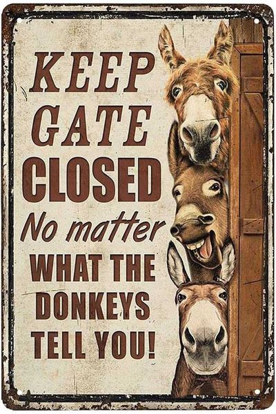 farm keep gate closed metal sign, gift for farmer, donkey lover gift, donkey warning sign, welcome sign, vintage rust styled
farm keep gate closed metal sign, gift for farmer, donkey lover gift, donkey warning sign, welcome sign, vintage rust styled