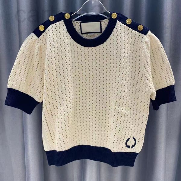 women's knits & tees designer straight 2022 early summer new casual style knitted round neck shoulder button design hollow embroidery s, White
women's knits & tees designer straight 2022 early summer new casual style knitted round neck shoulder button design hollow embroidery s, White