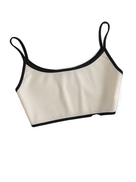 contrast binding cami s7iz#, White 
contrast binding cami s7iz#, White