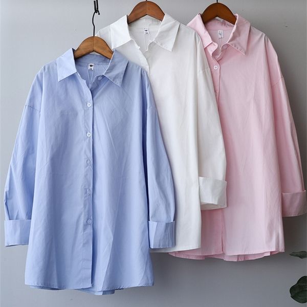 syiwidii long sleeve blouse woman button up shirt loose office lady korean fashion white blue oversize spring autumn 220407
syiwidii long sleeve blouse woman button up shirt loose office lady korean fashion white blue oversize spring autumn 220407