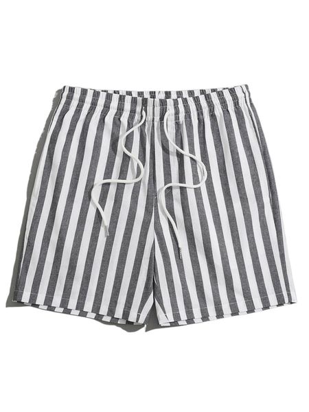 men striped drawstring waist shorts h4mc#, White;black