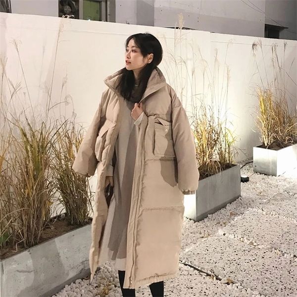 women's oversize over the knee long warm coat vintage winter cotton-padded jacket parkas casual korean female thick outwears 201127, Black
women's oversize over the knee long warm coat vintage winter cotton-padded jacket parkas casual korean female thick outwears 201127, Black