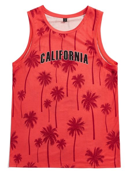 men letter and tropical print tank c3jt#, White;black
men letter and tropical print tank c3jt#, White;black
