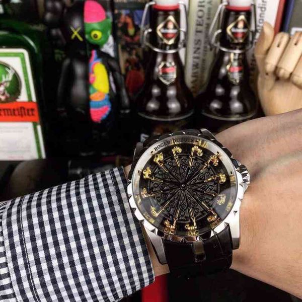 luxury mens mechanical watch roge dubui knights series wrist movement switzerland imports leather strap geneva es brand wristwatch, Slivery;brown
luxury mens mechanical watch roge dubui knights series wrist movement switzerland imports leather strap geneva es brand wristwatch, Slivery;brown