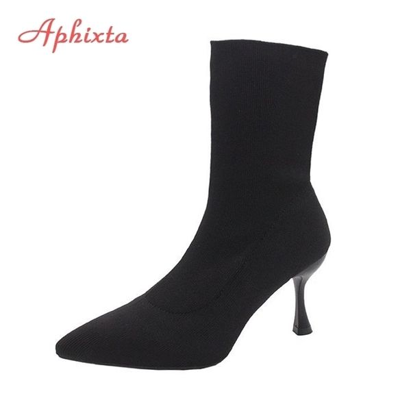 aphixta 9cm 7cm 5cm stretch fabric socks boots women black shoes elegant pointed toe knitting elastic ankle boots for women 201105
aphixta 9cm 7cm 5cm stretch fabric socks boots women black shoes elegant pointed toe knitting elastic ankle boots for women 201105