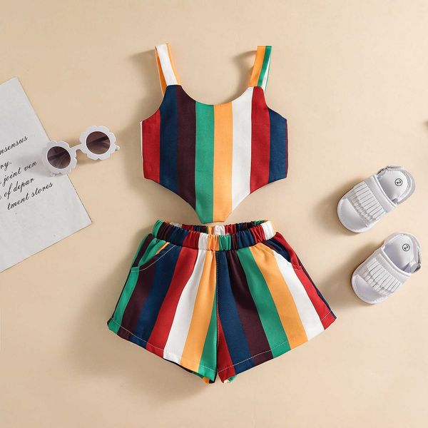 0-4y summer fashion kids girls clothes sets 2pcs rainbow striped printed strap sleeveless vest high waist short, White
0-4y summer fashion kids girls clothes sets 2pcs rainbow striped printed strap sleeveless vest high waist short, White