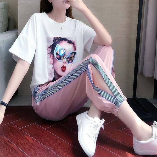 sports suit women fashion street clothes summer new fashion teenage students loose casual clothes two piece set jogging femme t200702, White
sports suit women fashion street clothes summer new fashion teenage students loose casual clothes two piece set jogging femme t200702, White