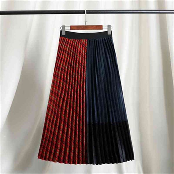 skirts red checkered contrast stitching irregular suede high waist skirt women's winter middle long a-line, Black
skirts red checkered contrast stitching irregular suede high waist skirt women's winter middle long a-line, Black
