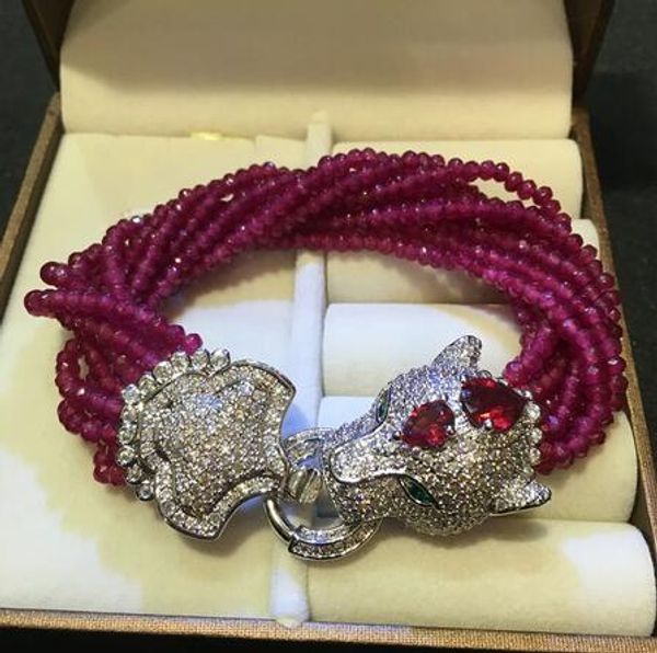 big handmade leopard head micro inlay zircon clasp 2x4mm purple stone multi-rows bracelet, Silver
big handmade leopard head micro inlay zircon clasp 2x4mm purple stone multi-rows bracelet, Silver