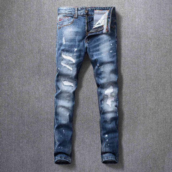 men's jeans high-end patched jeans with holes for men's slim fit small feet fashion trend personalized youth versatile pants euo0, Blue
men's jeans high-end patched jeans with holes for men's slim fit small feet fashion trend personalized youth versatile pants euo0, Blue
