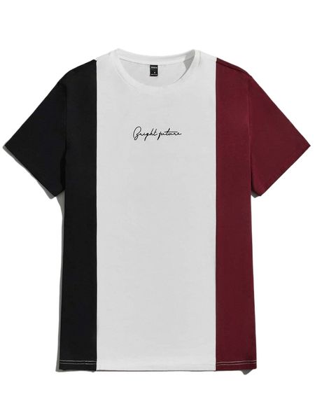 men slogan graphic color block tee e2as#, White;black 
men slogan graphic color block tee e2as#, White;black
