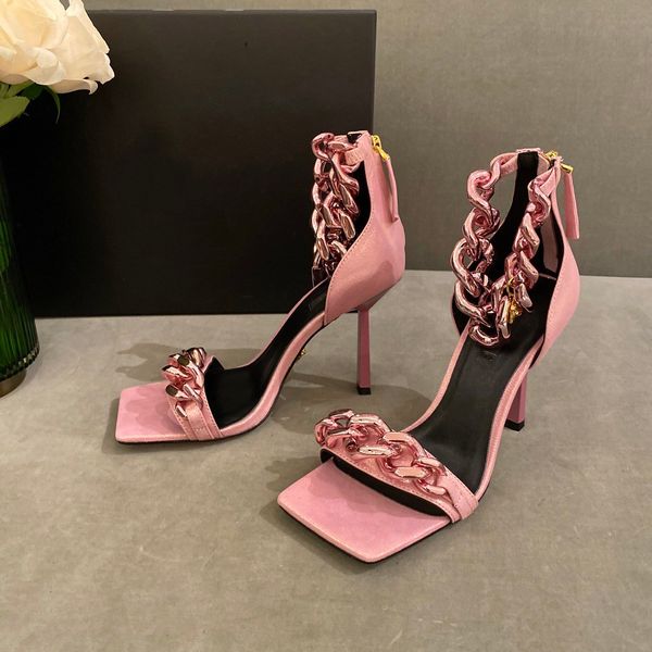 luxury brand shoe medusa chain high-heeled sandals designer shoes woman with box, Black
luxury brand shoe medusa chain high-heeled sandals designer shoes woman with box, Black