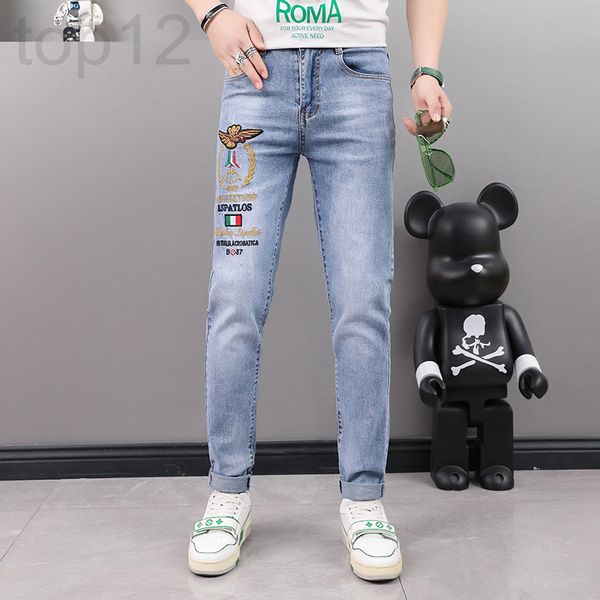 men's jeans designer 2022 summer jeans trend embroidery slim fit small straight tube middle waist elastic thin long pants l4dv, Blue
men's jeans designer 2022 summer jeans trend embroidery slim fit small straight tube middle waist elastic thin long pants l4dv, Blue