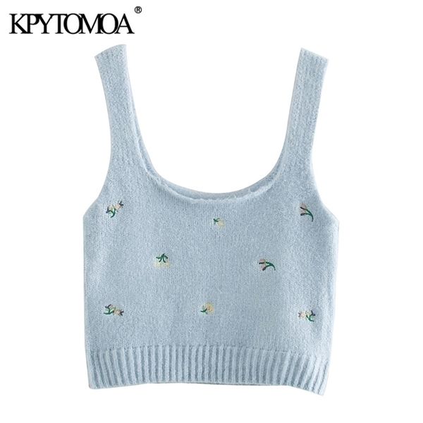 kpytomoa women fashion floral embroidered cropped knitted blouses vintage sleeveless straps female shirts blusas chic 210308, White
kpytomoa women fashion floral embroidered cropped knitted blouses vintage sleeveless straps female shirts blusas chic 210308, White