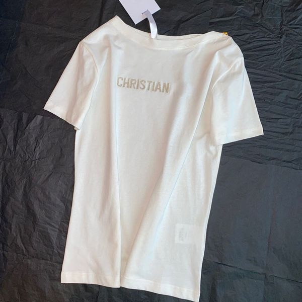 women's t-shirt designer 2022 spring and summer new short sleeved cotton letter white round neck bottomed shirt embroidered golden star
women's t-shirt designer 2022 spring and summer new short sleeved cotton letter white round neck bottomed shirt embroidered golden star