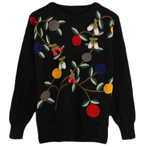 women's sweaters women's wear pullover long sleeve round neck flower embroidery loose knit in autumn and winter pmze, White;black
women's sweaters women's wear pullover long sleeve round neck flower embroidery loose knit in autumn and winter pmze, White;black