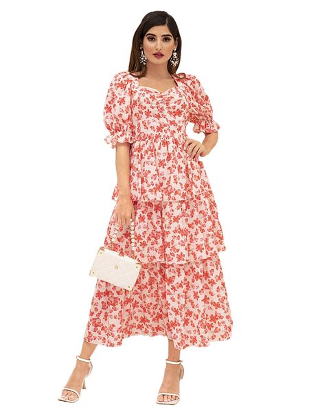 modely floral print ruched sweetheart neck puff sleeve layered hem dress i2xg#, Black;gray
modely floral print ruched sweetheart neck puff sleeve layered hem dress i2xg#, Black;gray