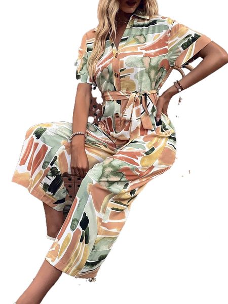 brush print belted shirt jumpsuit f563#, Black;white
brush print belted shirt jumpsuit f563#, Black;white