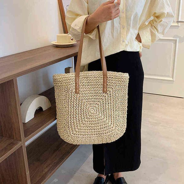 summer woven women's bag large capacity straw woman shopper beach handmade design handbags for women fashion female shoulder bag g22052
summer woven women's bag large capacity straw woman shopper beach handmade design handbags for women fashion female shoulder bag g22052