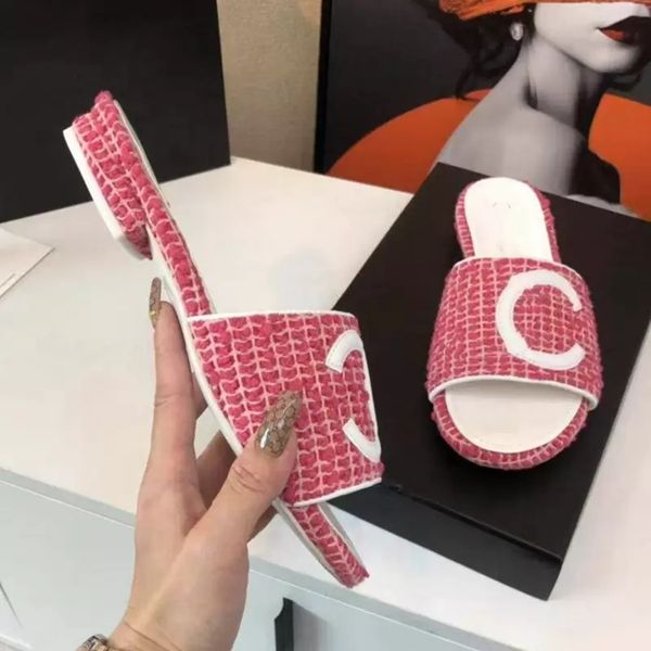 2022 retro tweed charged slippers women flats slide sandals low heel summer shoes girl's woven grass slip on flat mules party slides sp, Black
2022 retro tweed charged slippers women flats slide sandals low heel summer shoes girl's woven grass slip on flat mules party slides sp, Black