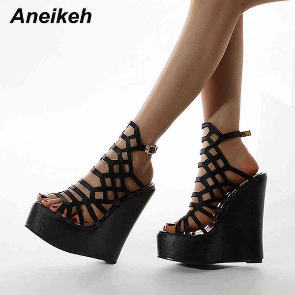 sandals aneikeh new pu summer elegant hollow women platform heigh wedges fashion buckle strap head peep toe party casual 220331, Black
sandals aneikeh new pu summer elegant hollow women platform heigh wedges fashion buckle strap head peep toe party casual 220331, Black