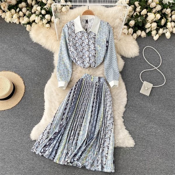 runway autumn women full sleeve single breasted print shirt + pleated midi skirts outfits elegant streetwear 2 piece set 220323, White
runway autumn women full sleeve single breasted print shirt + pleated midi skirts outfits elegant streetwear 2 piece set 220323, White