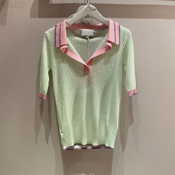 women's sweaters designer 2021 summer new color contrast casual polo collar loose small fresh lapel thin short sleeve sweater women, White;black
women's sweaters designer 2021 summer new color contrast casual polo collar loose small fresh lapel thin short sleeve sweater women, White;black