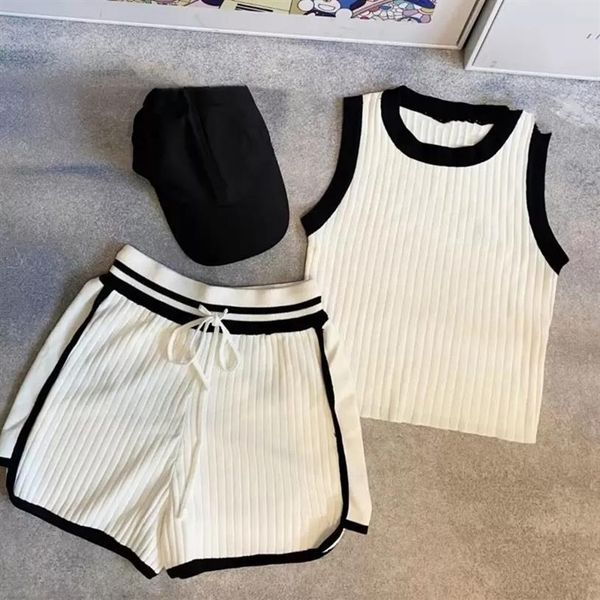women's two piece pants knitted short set sleeveless knit vest girl elastic waist tracksuits sweat suit226h, White
women's two piece pants knitted short set sleeveless knit vest girl elastic waist tracksuits sweat suit226h, White
