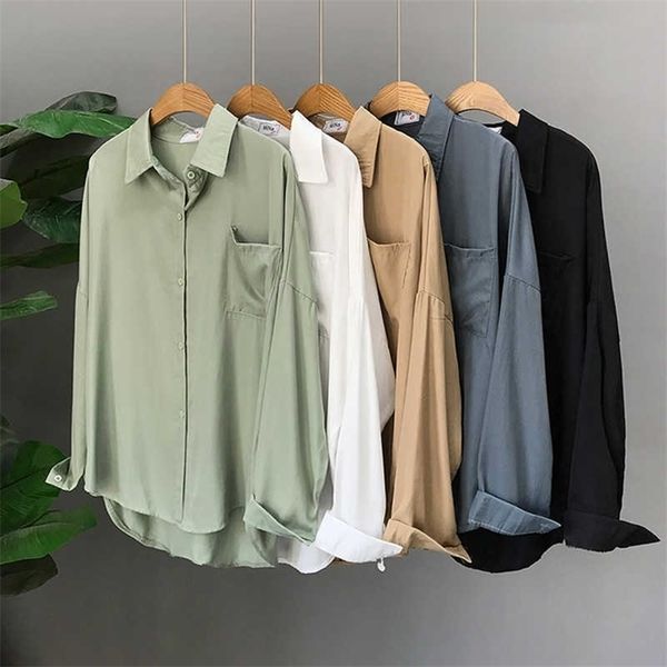 spring autumn women's blouses casual pocket shirt female long sleeve blouses shirt blusas mujer 210702, White
spring autumn women's blouses casual pocket shirt female long sleeve blouses shirt blusas mujer 210702, White