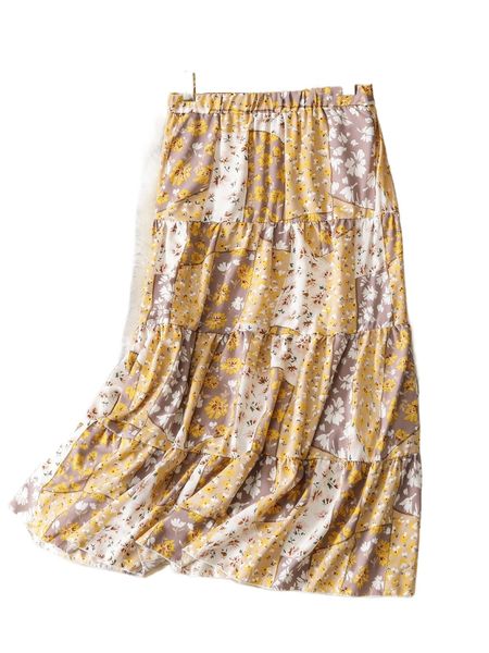 plus floral and patchwork print ruffle hem skirt j52g#, Black 
plus floral and patchwork print ruffle hem skirt j52g#, Black