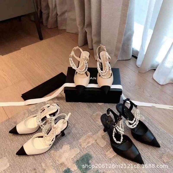 dress shoes high version small fragrant pearl chain baotou sandals color matching empty pointed temperament thin heel shoes, Black
dress shoes high version small fragrant pearl chain baotou sandals color matching empty pointed temperament thin heel shoes, Black