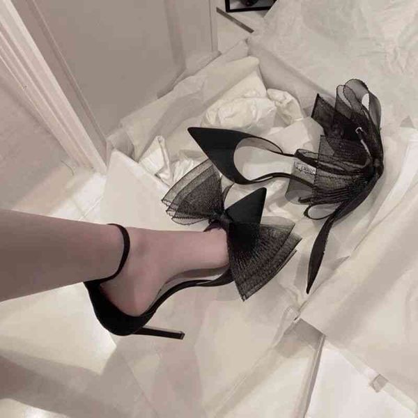 sandals high setting mesh big bow high-heeled sandals women's one-sided belt pointed thin heel celebrity fairy wedding shoes, Black
sandals high setting mesh big bow high-heeled sandals women's one-sided belt pointed thin heel celebrity fairy wedding shoes, Black