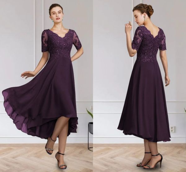 grape mother of the bride dress elegant v neck short sleeves tea length 2022 chiffon lace appliques women formal party gowns robe de soriee, Black;red
grape mother of the bride dress elegant v neck short sleeves tea length 2022 chiffon lace appliques women formal party gowns robe de soriee, Black;red