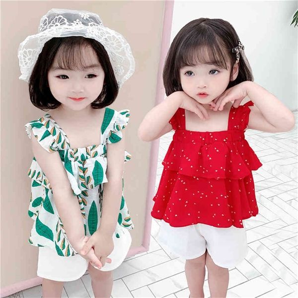 girls clothes floral vest short girls clothing summer kids girls clothes casual style children's girl clothes 210412, White 
girls clothes floral vest short girls clothing summer kids girls clothes casual style children's girl clothes 210412, White