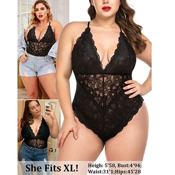 women corsets snap crotch lingerie lace bodysuit deep v teddy one piece romper sleeveless hollow out babydoll nightwear, Black;white
women corsets snap crotch lingerie lace bodysuit deep v teddy one piece romper sleeveless hollow out babydoll nightwear, Black;white