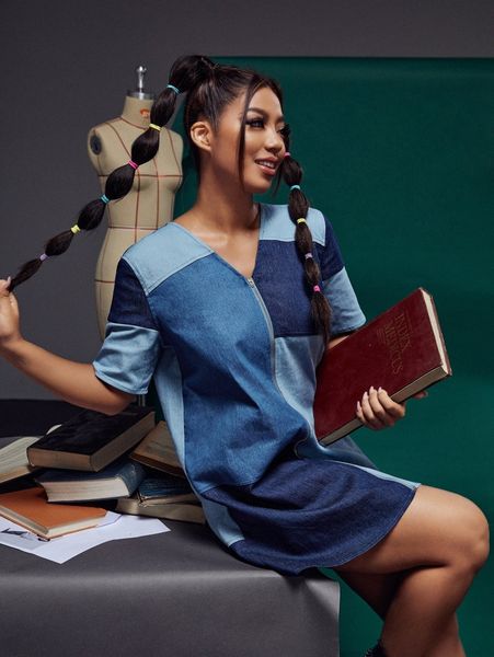 x 4me jayla lee plus cut and sew zipper denim dress without belt i6ej#, Black
x 4me jayla lee plus cut and sew zipper denim dress without belt i6ej#, Black