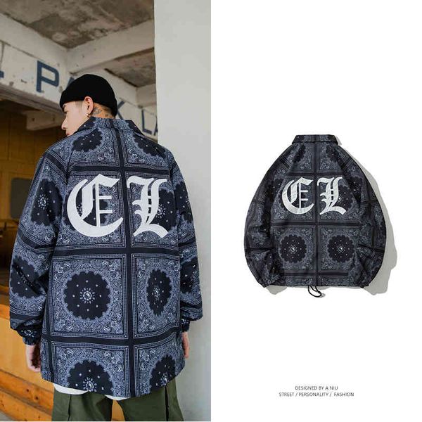 cashew flower jacket spring and autumn thin loose national trend street hip hop coach men's fashion brand, Black;brown
cashew flower jacket spring and autumn thin loose national trend street hip hop coach men's fashion brand, Black;brown