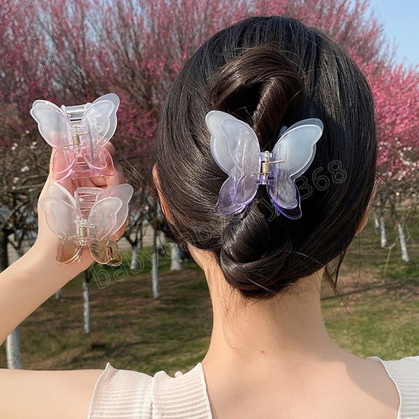 women's gradient double layer butterfly hair clip sweet simple ponytail female claw barrettes headwear, Slivery;white
women's gradient double layer butterfly hair clip sweet simple ponytail female claw barrettes headwear, Slivery;white