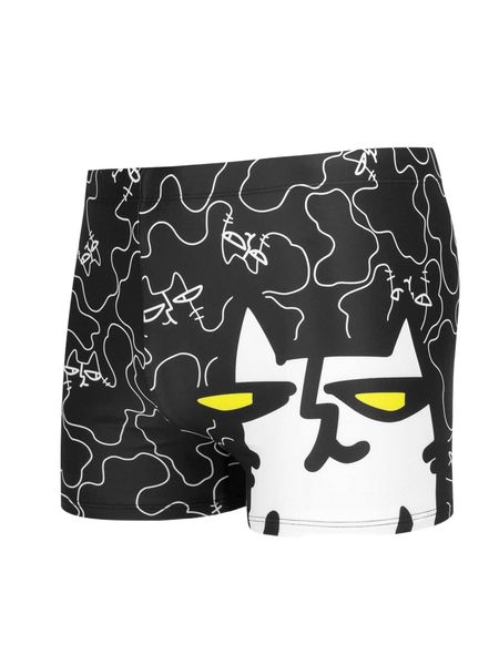men cartoon graphic square leg swim trunks v8cw#