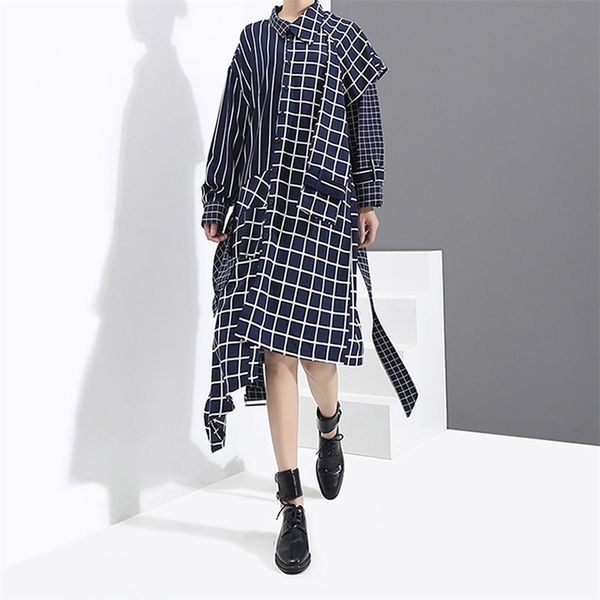 new autumn winter woman blue asymmetrical plaid shirt dress & sashes long sleeve ladies stylish party dress robe femme 3209 201008, White;black
new autumn winter woman blue asymmetrical plaid shirt dress & sashes long sleeve ladies stylish party dress robe femme 3209 201008, White;black