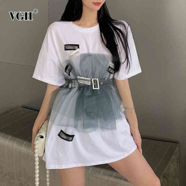 white patchwork mesh t shirt for women o neck short sleeve sashes slim straight casual shirts female fashion clothing 210507
white patchwork mesh t shirt for women o neck short sleeve sashes slim straight casual shirts female fashion clothing 210507