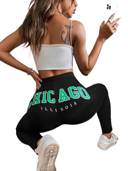letter graphic high waist leggings 29c6#, White;black
letter graphic high waist leggings 29c6#, White;black