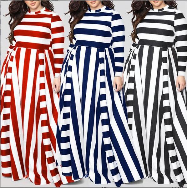 women's plus size dresses women loose long sleeves round neck horizontal vertical stripes plus -size dress fashion casual wear, Black
women's plus size dresses women loose long sleeves round neck horizontal vertical stripes plus -size dress fashion casual wear, Black