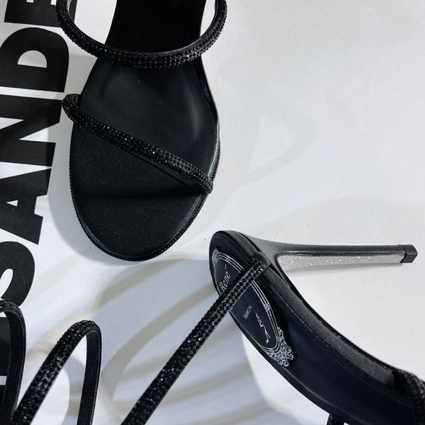 105mm rene caovilla cleo embellished rhinestones strass stiletto heel sandals evening shoes women high heeled luxury designers wraparound at, Black
105mm rene caovilla cleo embellished rhinestones strass stiletto heel sandals evening shoes women high heeled luxury designers wraparound at, Black