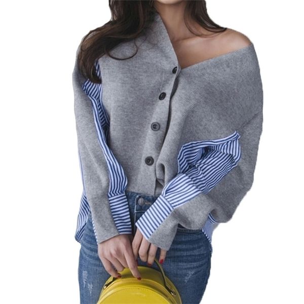 superaen korean style women sweater autumn and winter new vneck ladies sweater stripes loose wild women clothing t200319, White;black
superaen korean style women sweater autumn and winter new vneck ladies sweater stripes loose wild women clothing t200319, White;black