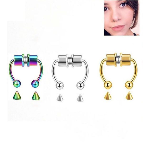 nose ring fake magnetic stainless steel magnet non piercing clip on faux nose ring, Silver
nose ring fake magnetic stainless steel magnet non piercing clip on faux nose ring, Silver