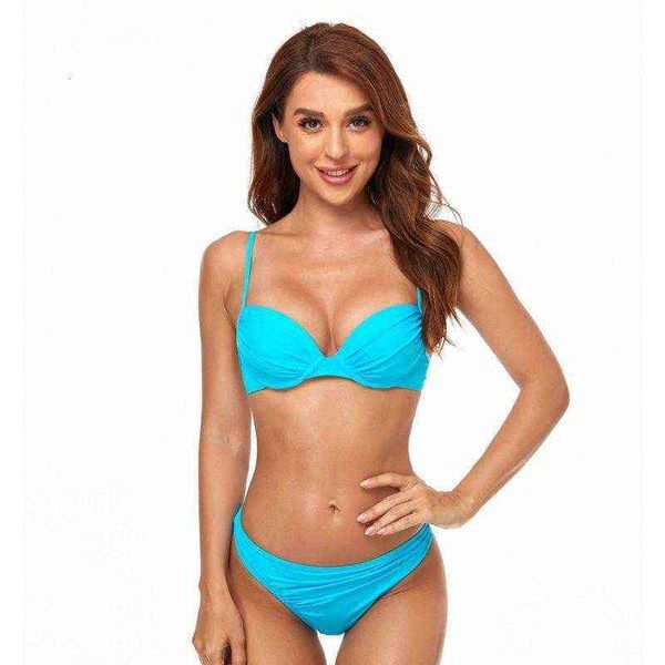 set designer women' swimwear bikini 2022 triangle bikini solid color hard clad steel ring double shoulder split swimsuit women, Red;black
set designer women' swimwear bikini 2022 triangle bikini solid color hard clad steel ring double shoulder split swimsuit women, Red;black