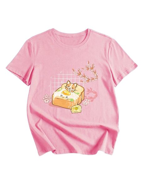 romwe x nalnari floral & fox print tee l0hj#, White